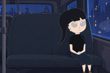 Mey Sahin sitting on a bus